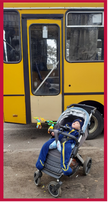 Child with a disability in a stroller